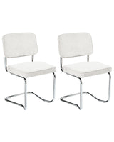 Set of 2 Dining Chairs Off-White Corduroy Upholstery Iron Legs Retro Style Beliani