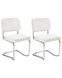 Set of 2 Dining Chairs Off-White Corduroy Upholstery Iron Legs Retro Style Beliani