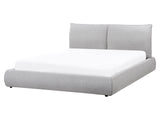 EU Super King Size Waterbed Light Grey Polyester Fabric Upholstery 6ft with Mattress with Thick Padded Headboard Footboard Classic Style Bedroom Beliani