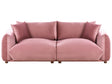 Velvet Sofa Pink Polyester Upholstery 3 Seater with Scatter Cushions Living Room Settee Beliani