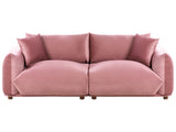 Velvet Sofa Pink Polyester Upholstery 3 Seater with Scatter Cushions Living Room Settee Beliani