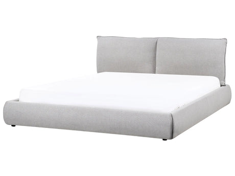 EU Super King Size Bed Light Grey Polyester Fabric Upholstery 6ft Slatted Base with Thick Padded Headboard Footboard Classic Style Bedroom Beliani