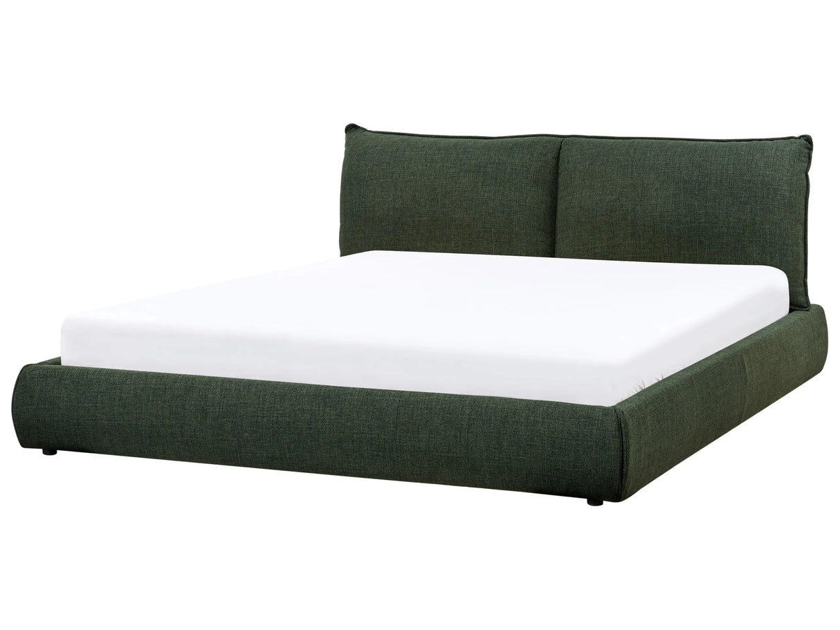 EU Super King Size Bed Dark Green Polyester Fabric Upholstery 6ft Slatted Base with Thick Padded Headboard Footboard Classic Style Bedroom Beliani
