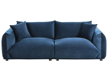 Fabric Sofa Dark Blue Velvet Upholstery 3 Seater with Scatter Cushions Living Room Settee Beliani