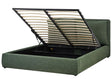 EU King Size Ottoman Bed Dark Green Fabric 5ft3 Upholstered Frame Cushion Back Storage Cosy Bedroom Modern Beliani