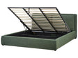 EU Super King Size Ottoman Bed Dark Green Fabric 6ft Upholstered Frame Cushion Back Storage Cosy Bedroom Modern Beliani