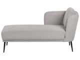 Right Hand Chaise Lounge Grey Polyester Fabric with Cushion Retro Style Living Room Furniture Beliani