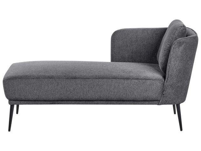 Right Hand Chaise Lounge Dark Grey Polyester Fabric with Cushion Retro Style Living Room Furniture Beliani