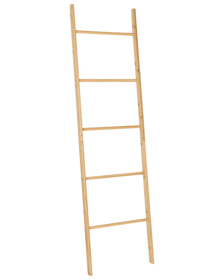 Towel Stand Light Brown Bamboo Wood Ladder Rack for Towels or Clothes 5 Rungs Beliani