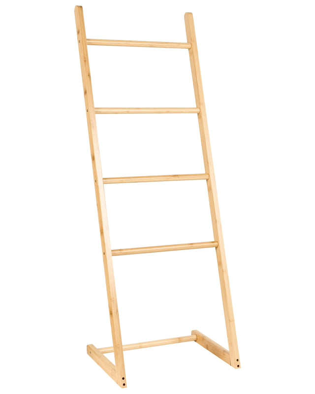 Towel Stand Light Brown Bamboo Wood Ladder Rack for Towels or Clothes 4 Rungs Beliani