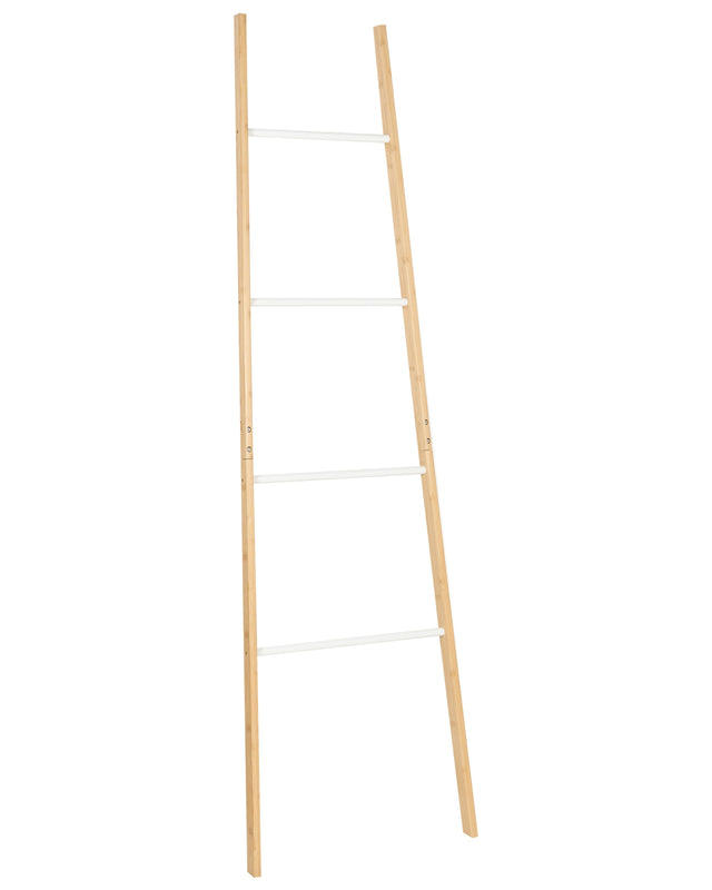 Towel Stand Light Brown Bamboo Wood Ladder Rack for Towels or Clothes 4 Rungs Beliani