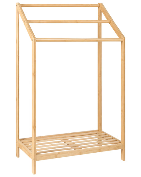 Towel Stand with Shelf Light Brown Bamboo Wood Rack for Towels or Clothes Beliani