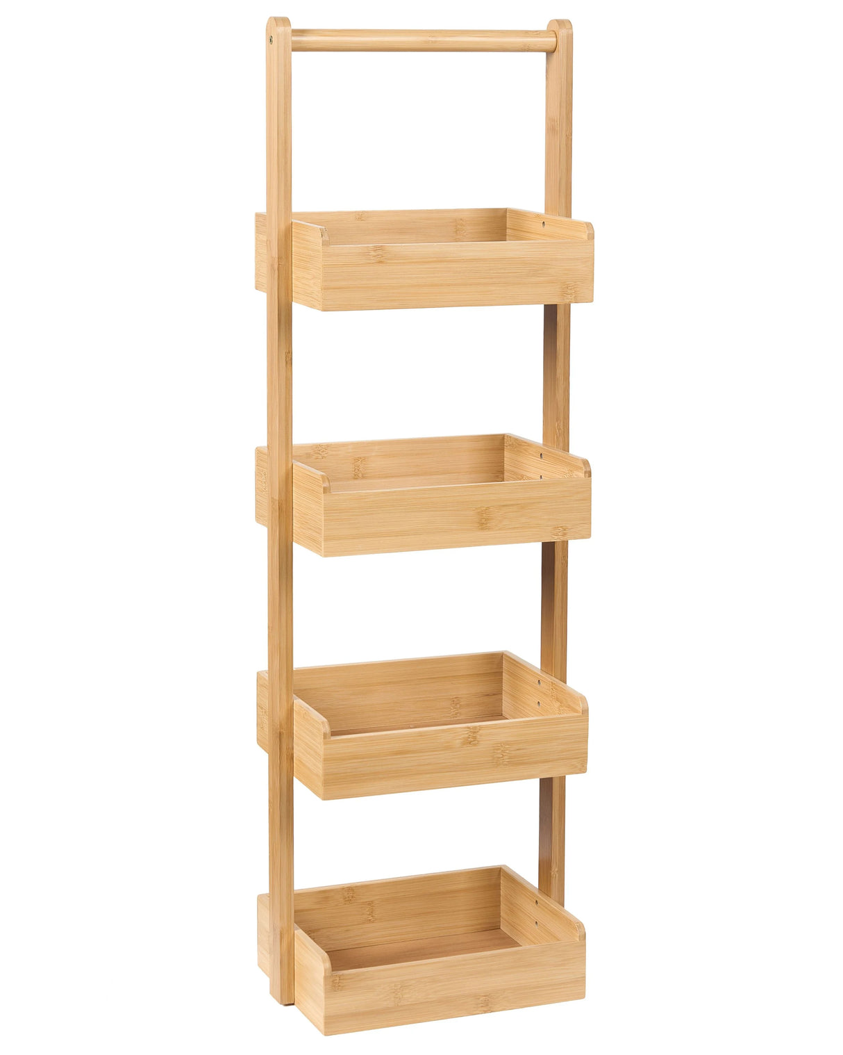Bathroom Shelving Unit Light Brown Bamboo Wood 4-Tier Basket Design Beliani