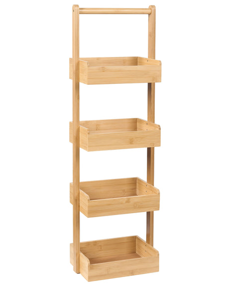 Bathroom Shelving Unit Light Brown Bamboo Wood 4-Tier Basket Design Beliani