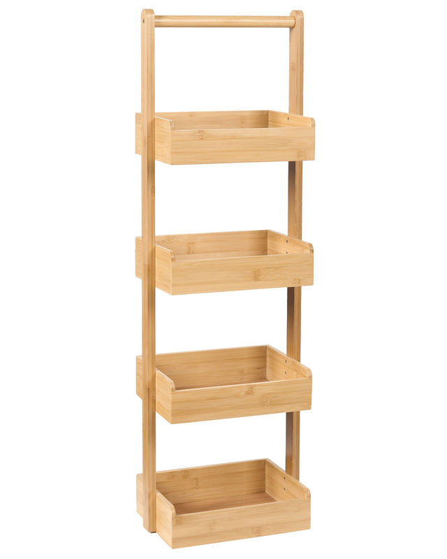 Bathroom Shelving Unit Light Brown Bamboo Wood 4-Tier Basket Design Beliani