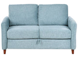 2 Seater Sofa Blue Fabric Upholstery Loveseat with Storage Thickly Padded Modern Style Living Room Furniture Beliani