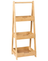 Bathroom Shelving Unit Light Brown Bamboo Wood 3-Tier Basket Design Beliani