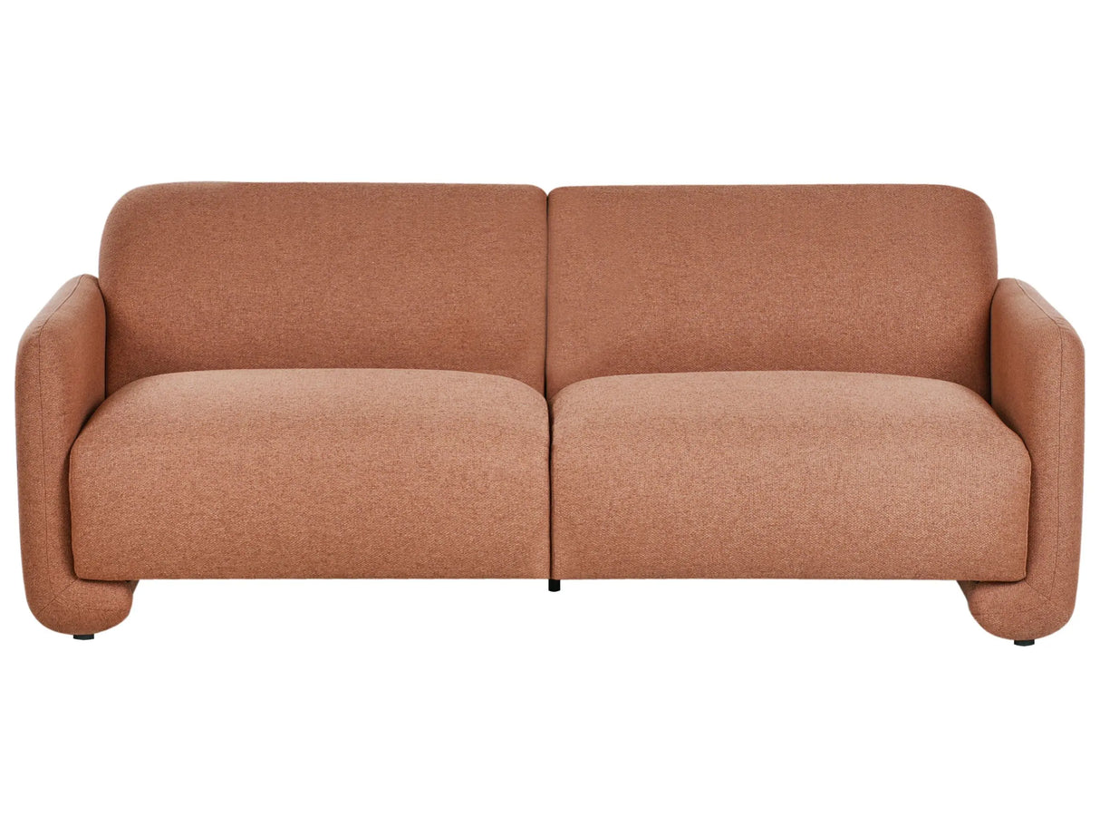 Fabric 3 Seater Sofa Golden Brown Polyester Upholstery Wide Backrest Armrests Living Room Furniture Retro Beliani