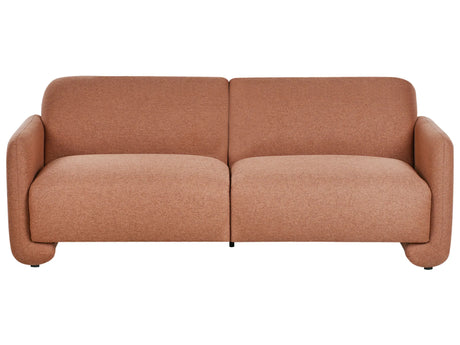Fabric 3 Seater Sofa Golden Brown Polyester Upholstery Wide Backrest Armrests Living Room Furniture Retro Beliani