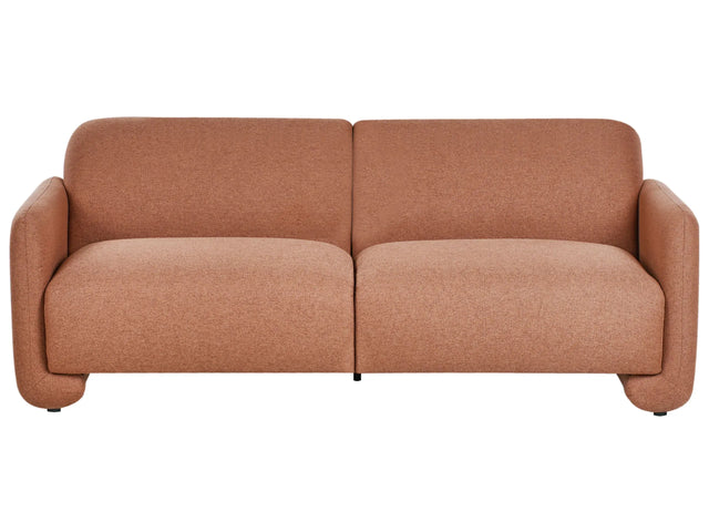 Fabric 3 Seater Sofa Golden Brown Polyester Upholstery Wide Backrest Armrests Living Room Furniture Retro Beliani