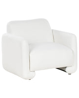 Fabric Armchair White Polyester Upholstery Wide Backrest Armrests Living Room Furniture Retro Beliani
