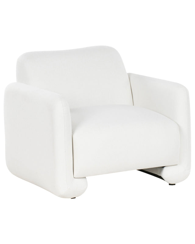 Fabric Armchair White Polyester Upholstery Wide Backrest Armrests Living Room Furniture Retro Beliani