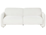 Fabric 3 Seater Sofa White Polyester Upholstery Wide Backrest Armrests Living Room Furniture Retro Beliani