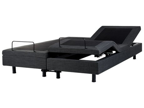 Electric Bed Dark Grey Polyester EU Super King Size 6ft Remote Control Adjustable without Headboard Beliani