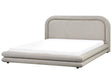EU Super King Size Waterbed Taupe Fabric Upholstery 6ft Black Legs with Headboard and Slatted Bed Frame Bedroom Furniture Beliani