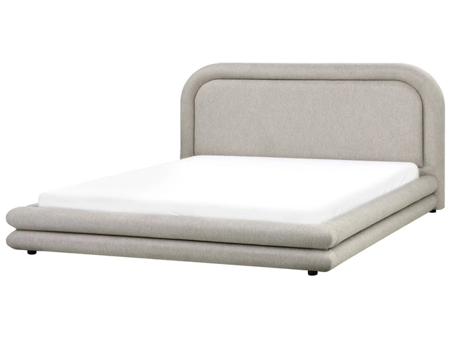 EU Super King Size Waterbed Taupe Fabric Upholstery 6ft Black Legs with Headboard and Slatted Bed Frame Bedroom Furniture Beliani