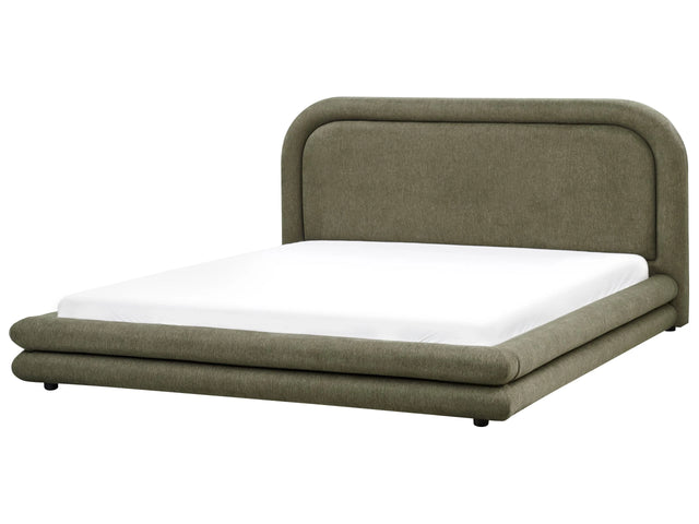 EU Super King Size Waterbed Dark Green Fabric Upholstery 6ft Black Legs with Headboard and Bed Frame Bedroom Furniture Beliani