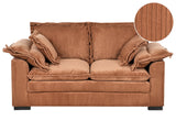 2 Seater Sofa Brown Cord Upholstery Additional Cushions Living Room Furniture Beliani
