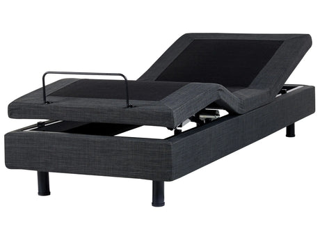 Electric Bed Dark Grey Polyester EU Single Size 3ft Remote Control Adjustable without Headboard Beliani