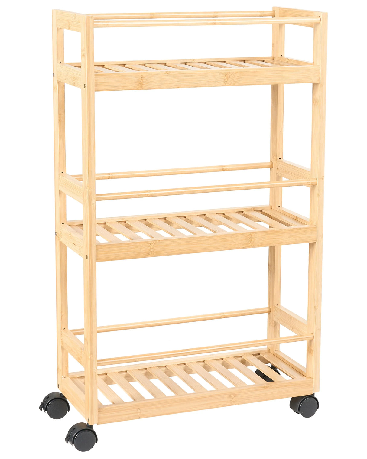 Bathroom Trolley Light Brown Bamboo Wood 3-Tier Shelves Design Beliani