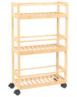 Bathroom Trolley Light Brown Bamboo Wood 3-Tier Shelves Design Beliani