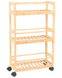 Bathroom Trolley Light Brown Bamboo Wood 3-Tier Shelves Design Beliani