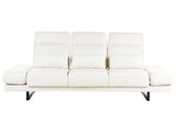 3 Seater Sofa Off White Polyester Upholstery Steel Legs Adjustable Armrests and Backrest Living Room Furniture Beliani