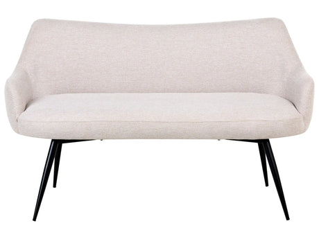 Kitchen Sofa Beige Polyester Fabric Upholstery 2-Seater Metal Frame Black Legs Bench Beliani
