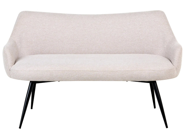 Kitchen Sofa Beige Polyester Fabric Upholstery 2-Seater Metal Frame Black Legs Bench Beliani