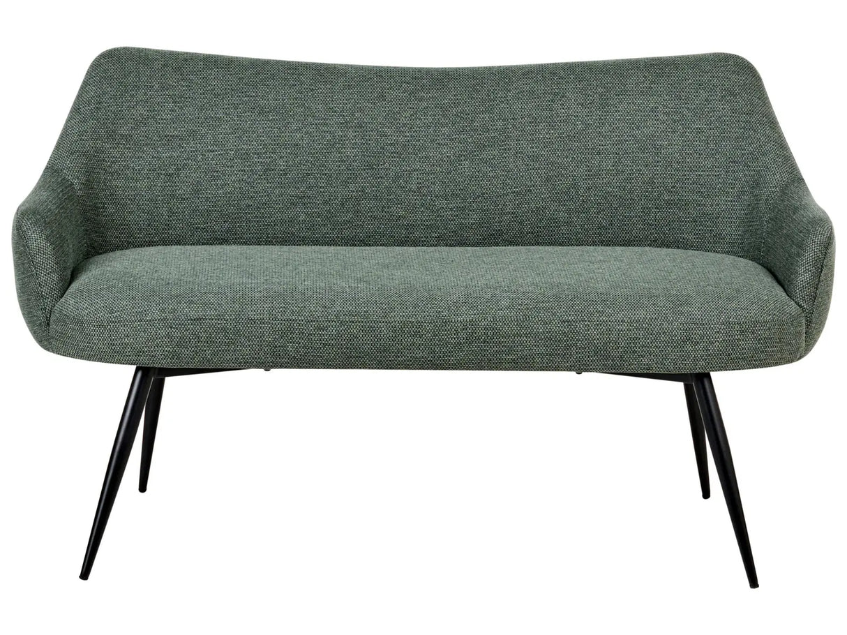 Kitchen Sofa Green Polyester Fabric Upholstery 2-Seater Metal Frame Black Legs Bench Beliani