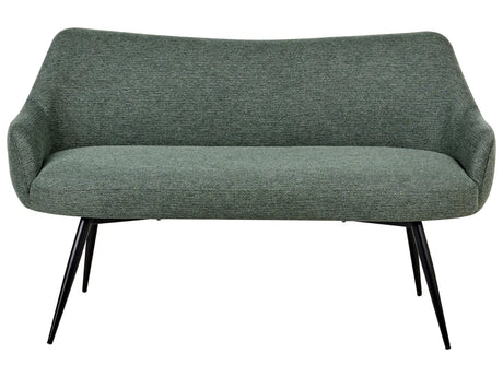 Kitchen Sofa Green Polyester Fabric Upholstery 2-Seater Metal Frame Black Legs Bench Beliani