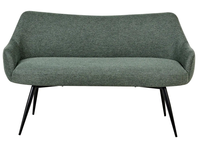 Kitchen Sofa Green Polyester Fabric Upholstery 2-Seater Metal Frame Black Legs Bench Beliani