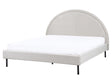 Bed Light Grey Fabric Polyester Fabric EU King Size 5ft3 Slatted Base Half-Round Headboard Minimalist Retro Design Bedroom Beliani