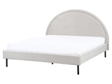 Bed Light Grey Fabric Polyester Fabric EU King Size 5ft3 Slatted Base Half-Round Headboard Minimalist Retro Design Bedroom Beliani