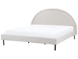 Bed Light Grey Fabric Polyester Fabric EU Super King Size 6ft Slatted Base Half-Round Headboard Minimalist Retro Design Bedroom Beliani