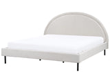 Bed Light Grey Fabric Polyester Fabric EU Super King Size 6ft Slatted Base Half-Round Headboard Minimalist Retro Design Bedroom Beliani