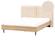 Bed Frame Beige Boucle EU King Size 5ft3 Upholstered Headboard MDF Frame Metal Legs Wooden Slatted Base Modern Style Bedroom Beliani