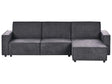 Corner Sofa Bed Graphite Grey Fabric Upholstered 3 Seater Left Hand L-Shaped Bed Beliani