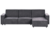 Corner Sofa Bed Graphite Grey Fabric Upholstered 3 Seater Left Hand L-Shaped Bed Beliani