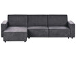 Corner Sofa Bed Graphite Grey Fabric Upholstered 3 Seater Right Hand L-Shaped Bed Beliani